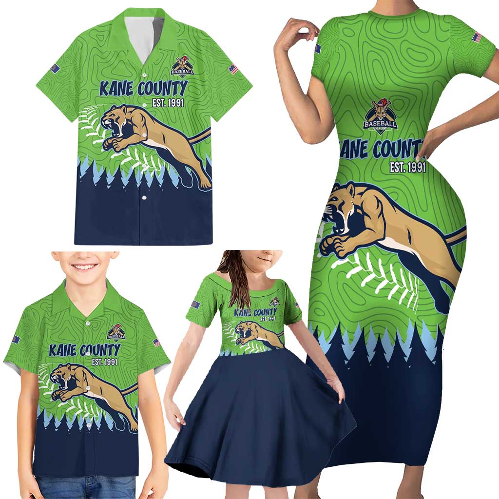 Kane County 2025 Baseball Custom Family Matching Short Sleeve Bodycon Dress and Hawaiian Shirt Cougar Fight Cougar Win