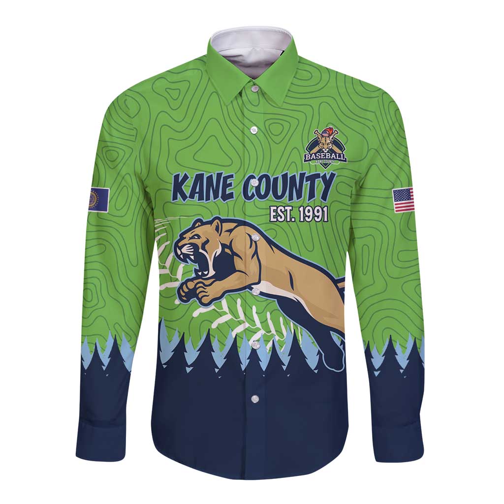 Kane County 2025 Baseball Custom Long Sleeve Button Shirt Cougar Fight Cougar Win