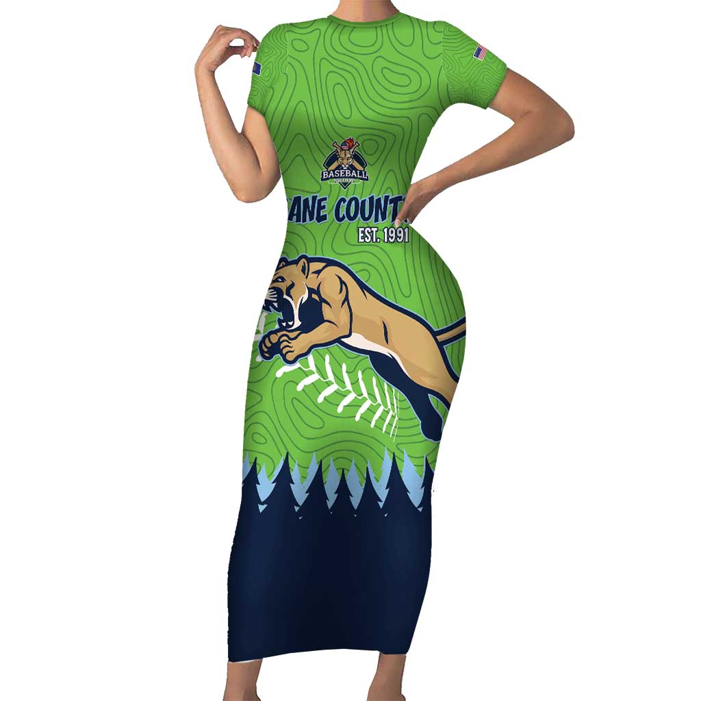 Kane County 2025 Baseball Custom Short Sleeve Bodycon Dress Cougar Fight Cougar Win