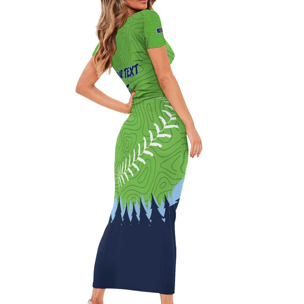 Kane County 2025 Baseball Custom Short Sleeve Bodycon Dress Cougar Fight Cougar Win