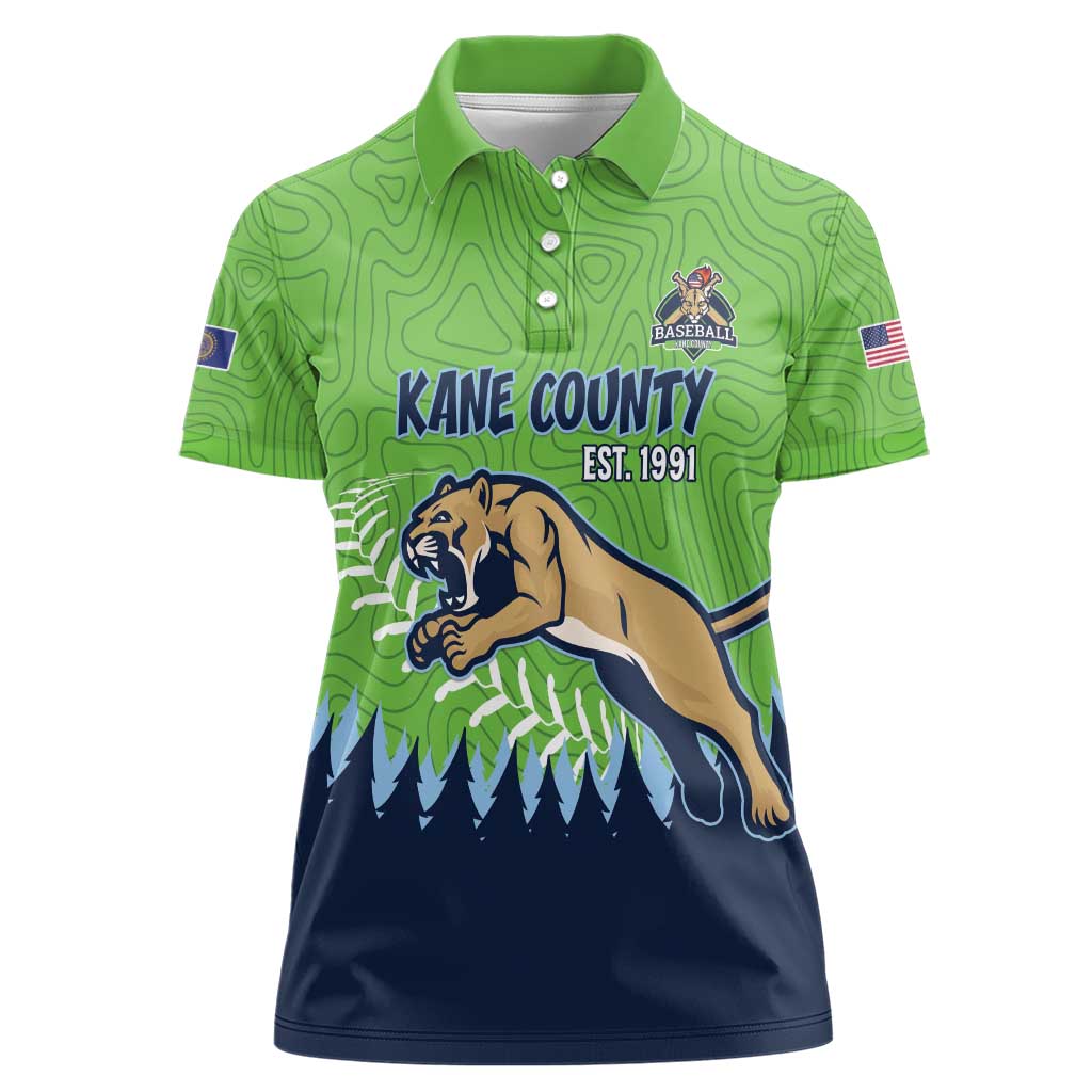 Kane County 2025 Baseball Custom Women Polo Shirt Cougar Fight Cougar Win