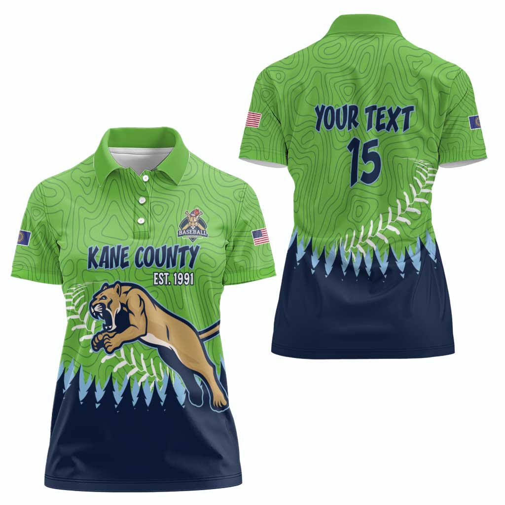 Kane County 2025 Baseball Custom Women Polo Shirt Cougar Fight Cougar Win