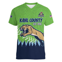 Kane County 2025 Baseball Custom Women V-Neck T-Shirt Cougar Fight Cougar Win