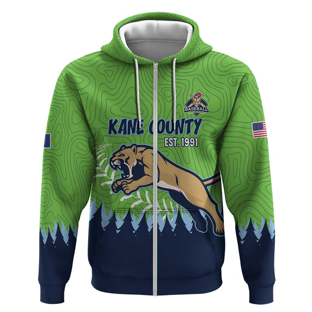 Kane County 2025 Baseball Custom Zip Hoodie Cougar Fight Cougar Win