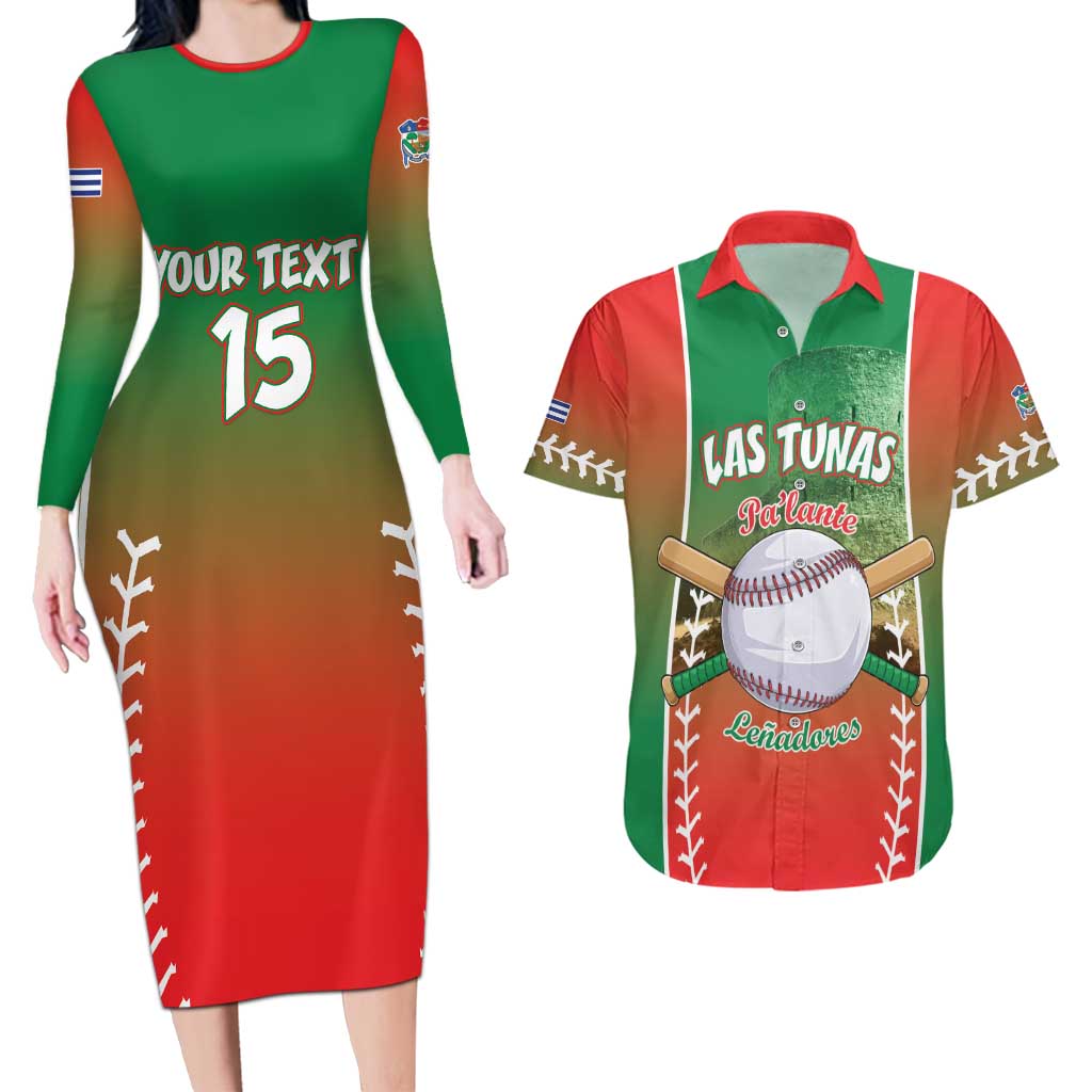 Las Tunas 2025 Baseball Custom Couples Matching Long Sleeve Bodycon Dress and Hawaiian Shirt Palante Lenadores