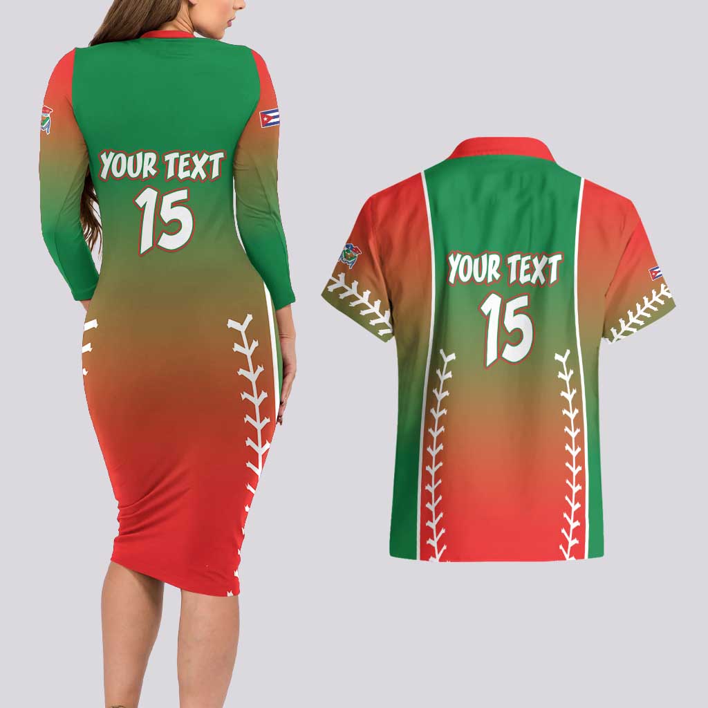 Las Tunas 2025 Baseball Custom Couples Matching Long Sleeve Bodycon Dress and Hawaiian Shirt Palante Lenadores