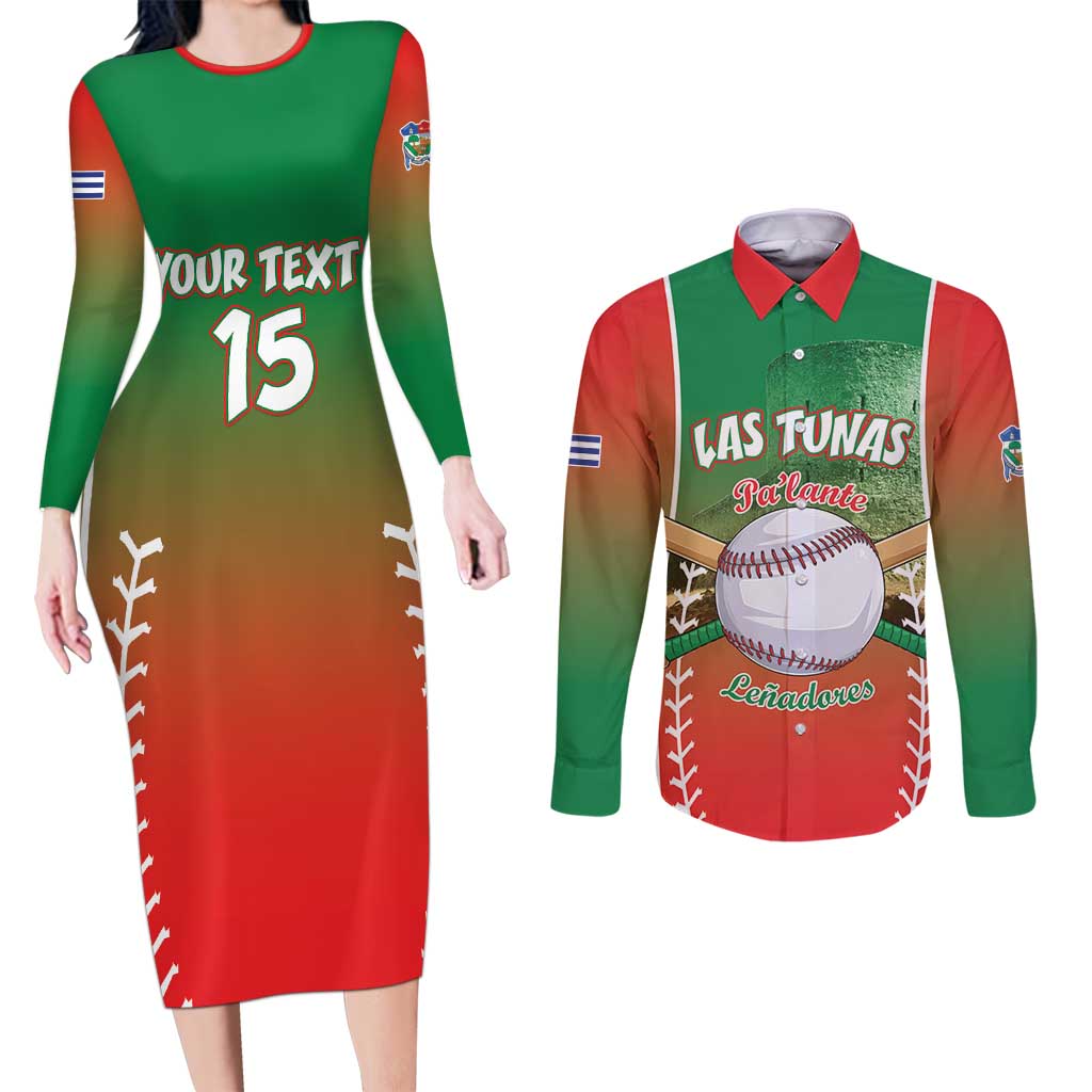 Las Tunas 2025 Baseball Custom Couples Matching Long Sleeve Bodycon Dress and Long Sleeve Button Shirt Palante Lenadores