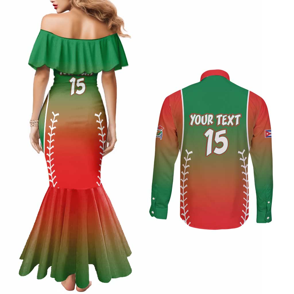 Las Tunas 2025 Baseball Custom Couples Matching Mermaid Dress and Long Sleeve Button Shirt Palante Lenadores