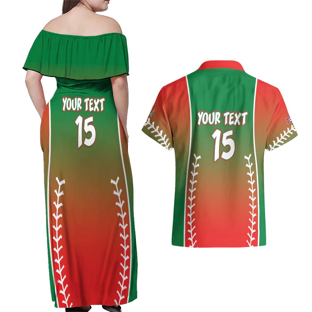 Las Tunas 2025 Baseball Custom Couples Matching Off Shoulder Maxi Dress and Hawaiian Shirt Palante Lenadores