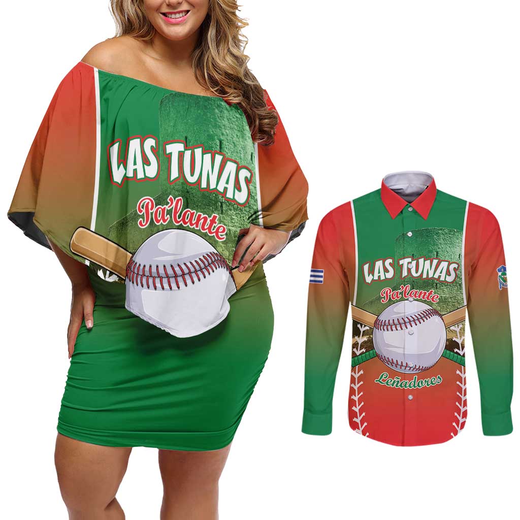 Las Tunas 2025 Baseball Custom Couples Matching Off Shoulder Short Dress and Long Sleeve Button Shirt Palante Lenadores
