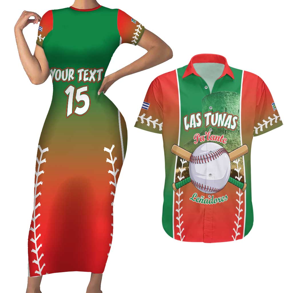 Las Tunas 2025 Baseball Custom Couples Matching Short Sleeve Bodycon Dress and Hawaiian Shirt Palante Lenadores