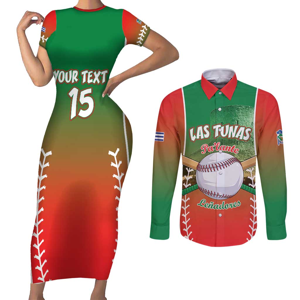 Las Tunas 2025 Baseball Custom Couples Matching Short Sleeve Bodycon Dress and Long Sleeve Button Shirt Palante Lenadores
