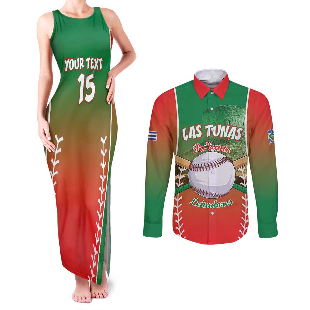 Las Tunas 2025 Baseball Custom Couples Matching Tank Maxi Dress and Long Sleeve Button Shirt Palante Lenadores