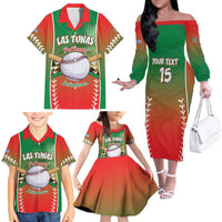 Las Tunas 2025 Baseball Custom Family Matching Off The Shoulder Long Sleeve Dress and Hawaiian Shirt Palante Lenadores