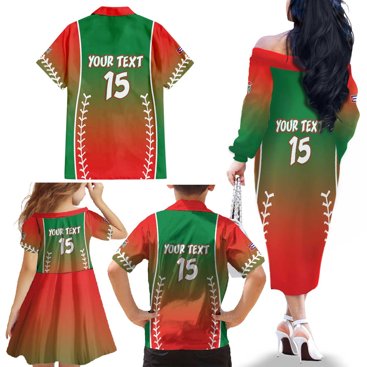 Las Tunas 2025 Baseball Custom Family Matching Off The Shoulder Long Sleeve Dress and Hawaiian Shirt Palante Lenadores
