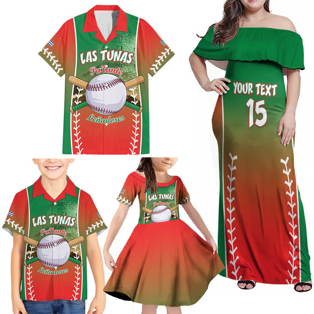 Las Tunas 2025 Baseball Custom Family Matching Off Shoulder Maxi Dress and Hawaiian Shirt Palante Lenadores