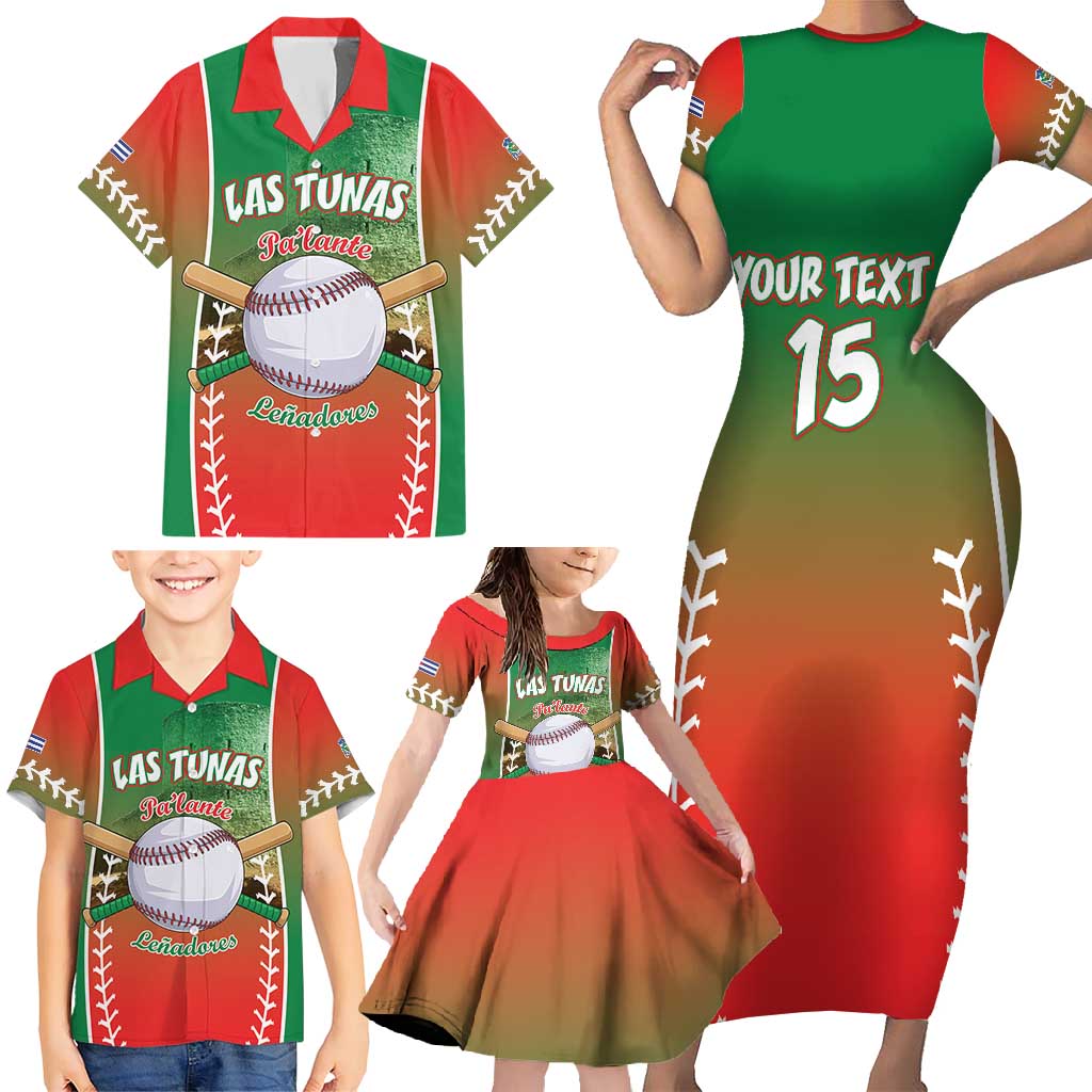 Las Tunas 2025 Baseball Custom Family Matching Short Sleeve Bodycon Dress and Hawaiian Shirt Palante Lenadores