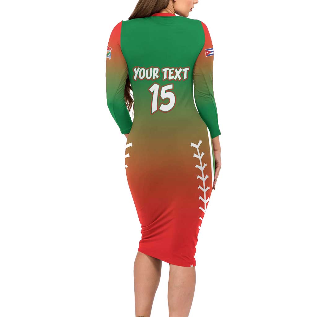 Las Tunas 2025 Baseball Custom Long Sleeve Bodycon Dress Palante Lenadores