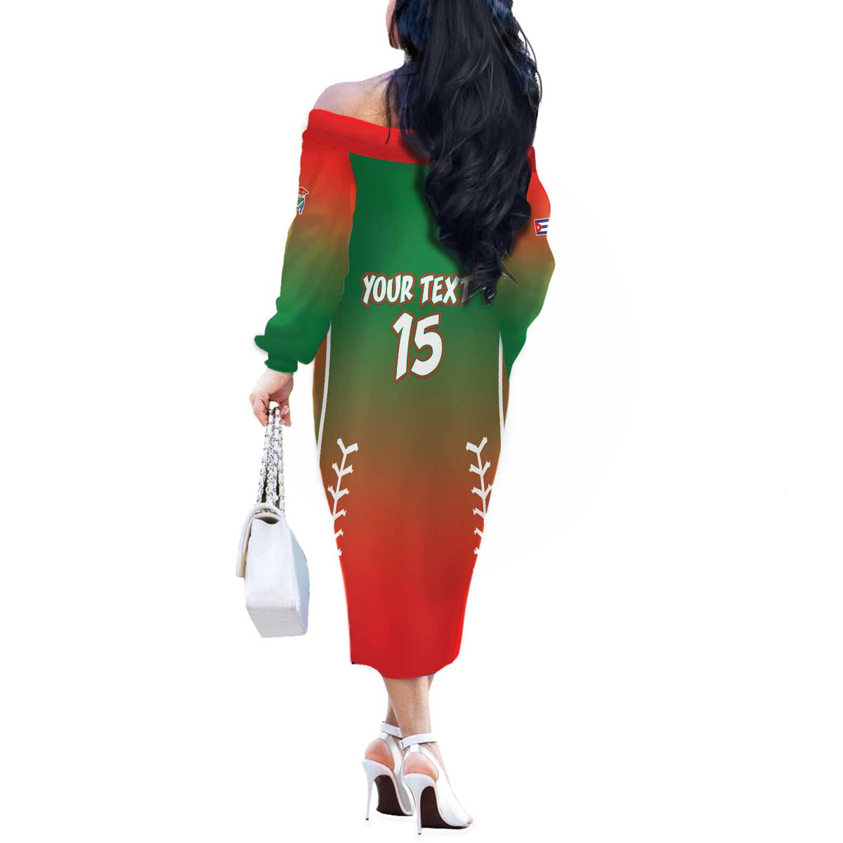 Las Tunas 2025 Baseball Custom Off The Shoulder Long Sleeve Dress Palante Lenadores