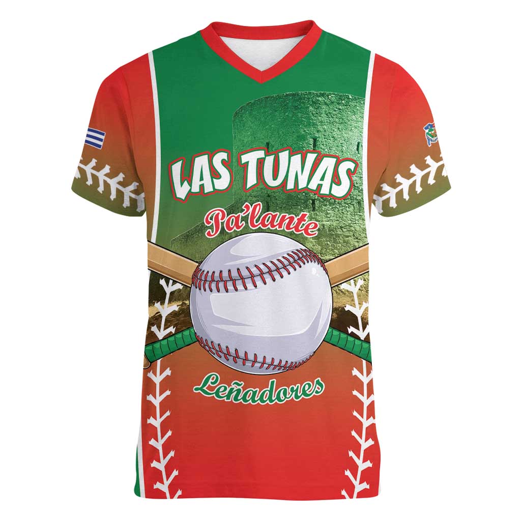 Las Tunas 2025 Baseball Custom Women V-Neck T-Shirt Palante Lenadores