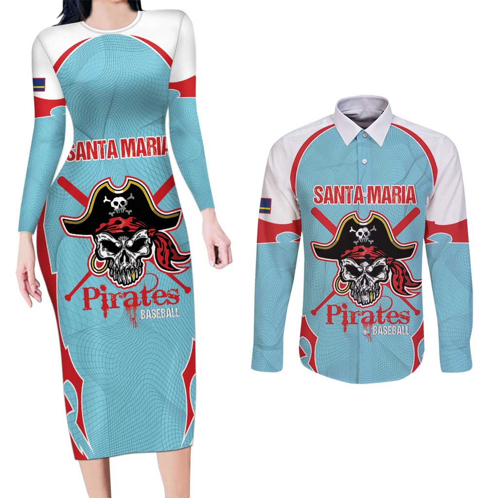 Santa Maria 2025 Baseball Custom Couples Matching Long Sleeve Bodycon Dress and Long Sleeve Button Shirt Come On Pirate
