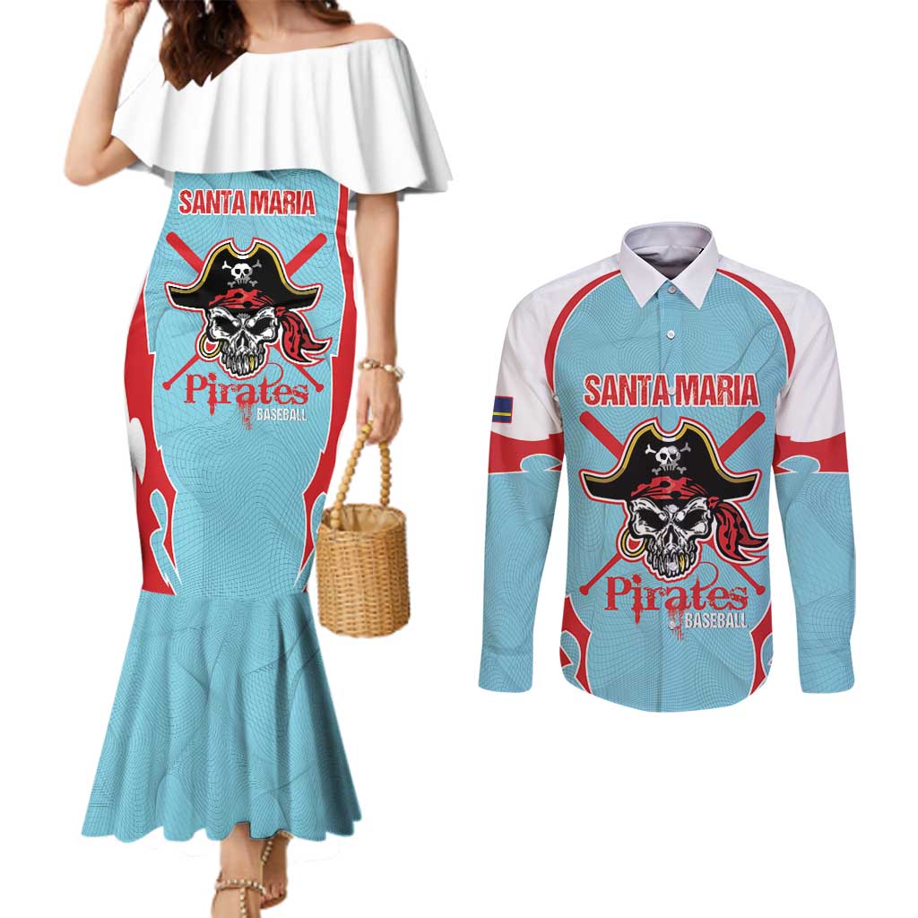 Santa Maria 2025 Baseball Custom Couples Matching Mermaid Dress and Long Sleeve Button Shirt Come On Pirate