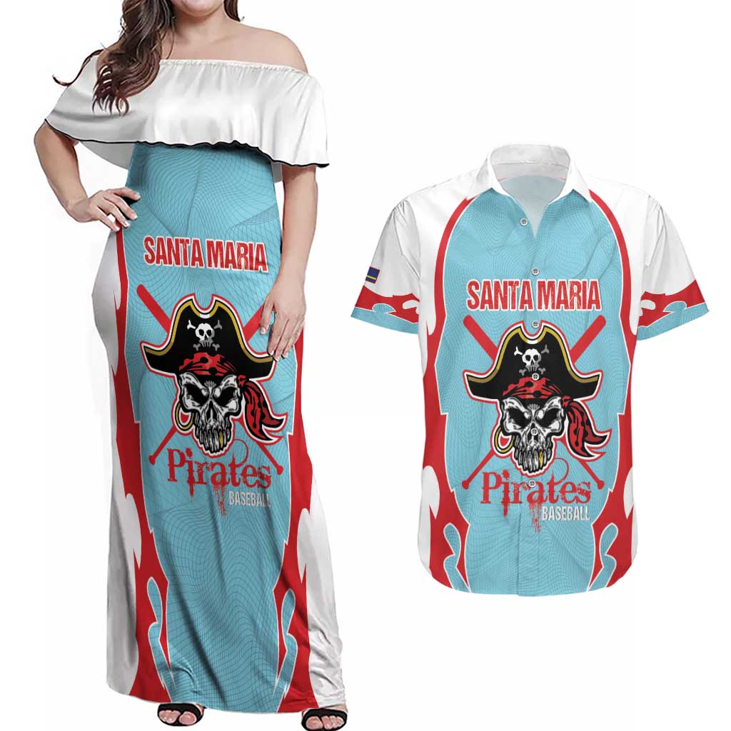 Santa Maria 2025 Baseball Custom Couples Matching Off Shoulder Maxi Dress and Hawaiian Shirt Come On Pirate