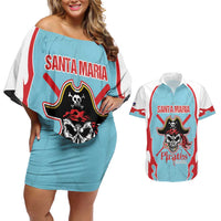 Santa Maria 2025 Baseball Custom Couples Matching Off Shoulder Short Dress and Hawaiian Shirt Come On Pirate