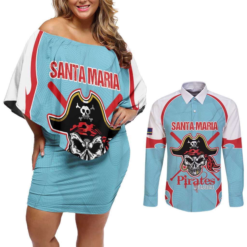 Santa Maria 2025 Baseball Custom Couples Matching Off Shoulder Short Dress and Long Sleeve Button Shirt Come On Pirate