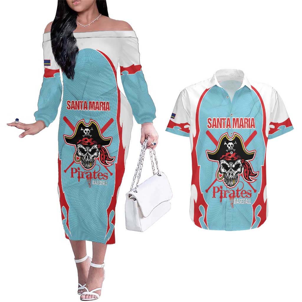 Santa Maria 2025 Baseball Custom Couples Matching Off The Shoulder Long Sleeve Dress and Hawaiian Shirt Come On Pirate