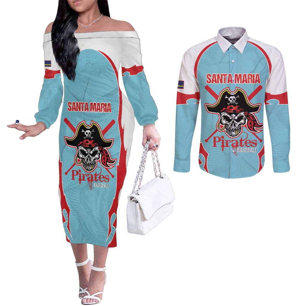 Santa Maria 2025 Baseball Custom Couples Matching Off The Shoulder Long Sleeve Dress and Long Sleeve Button Shirt Come On Pirate