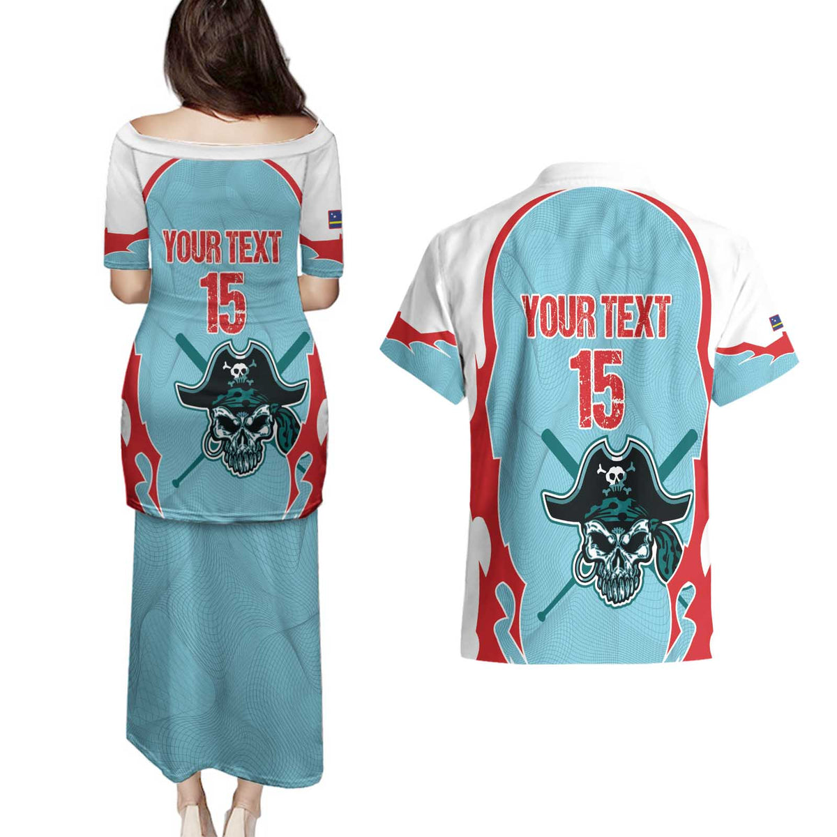 Santa Maria 2025 Baseball Custom Couples Matching Puletasi and Hawaiian Shirt Come On Pirate