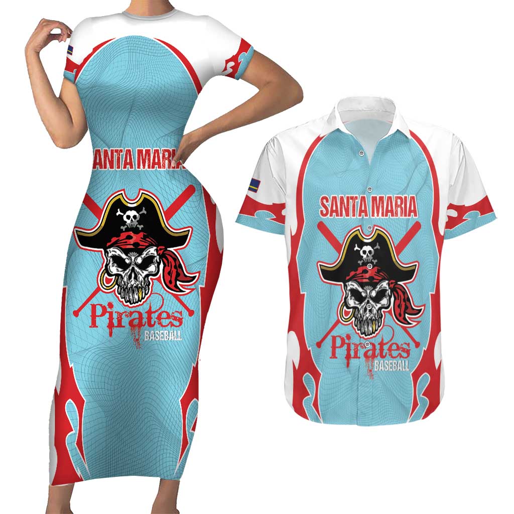 Santa Maria 2025 Baseball Custom Couples Matching Short Sleeve Bodycon Dress and Hawaiian Shirt Come On Pirate