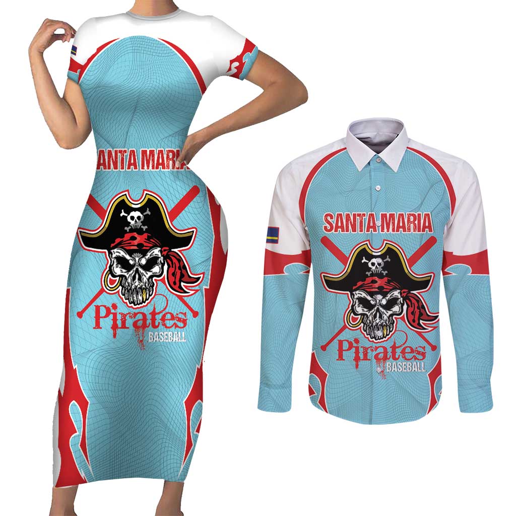 Santa Maria 2025 Baseball Custom Couples Matching Short Sleeve Bodycon Dress and Long Sleeve Button Shirt Come On Pirate