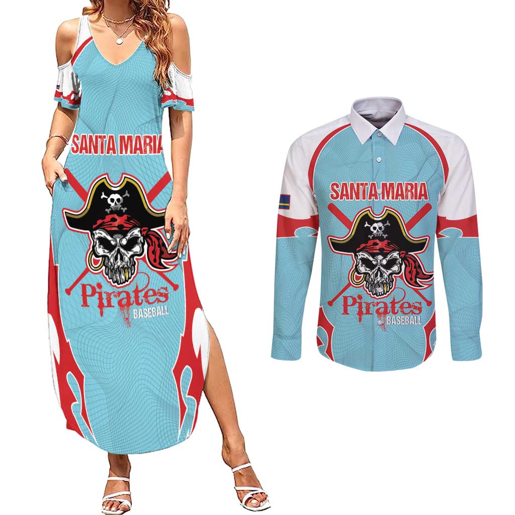 Santa Maria 2025 Baseball Custom Couples Matching Summer Maxi Dress and Long Sleeve Button Shirt Come On Pirate