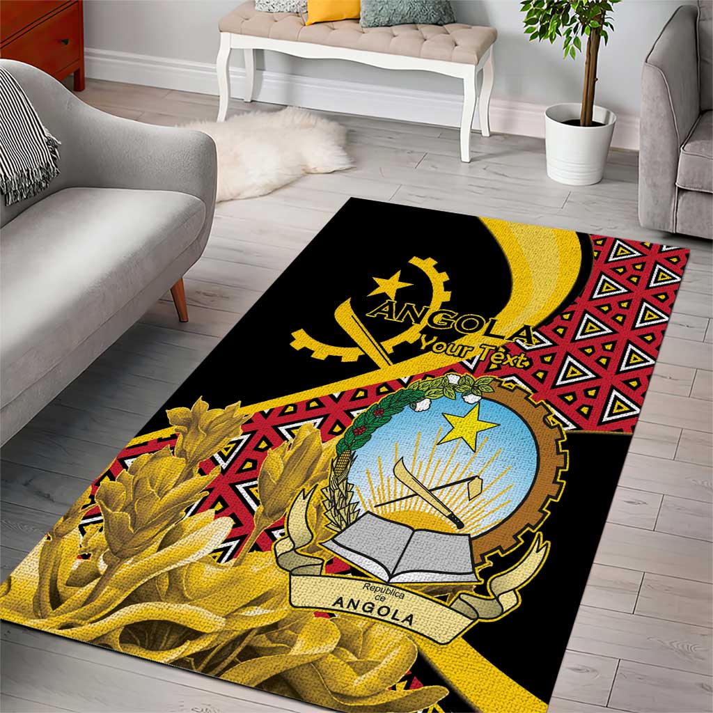 Personalized Angola Area Rug Coat Of Arms Welwitschia Mirabilis