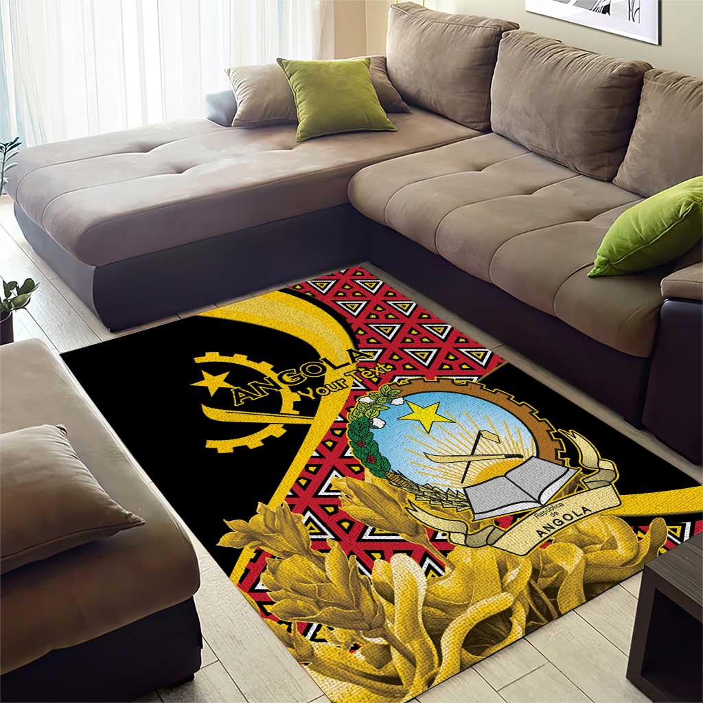 Personalized Angola Area Rug Coat Of Arms Welwitschia Mirabilis