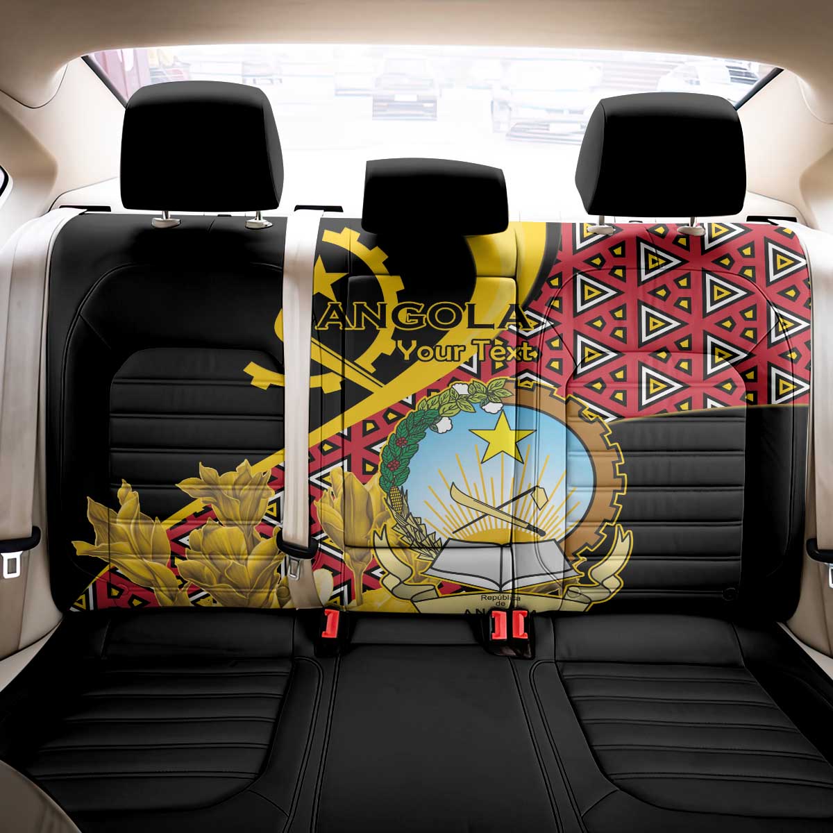 Personalized Angola Back Car Seat Cover Coat Of Arms Welwitschia Mirabilis