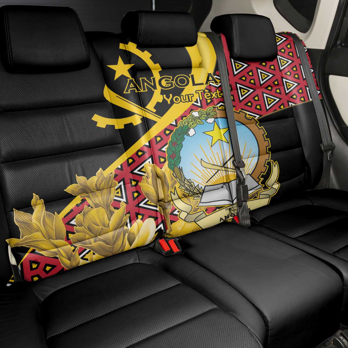 Personalized Angola Back Car Seat Cover Coat Of Arms Welwitschia Mirabilis