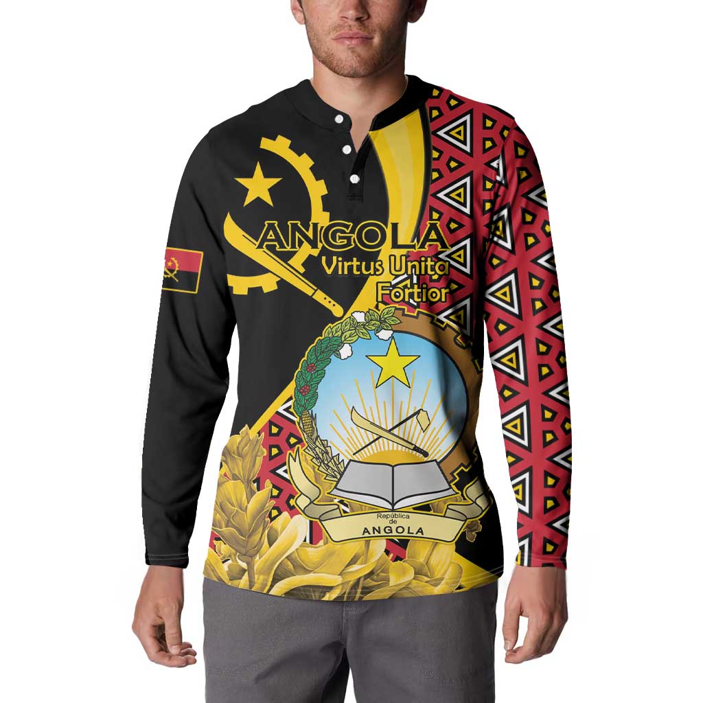 Personalized Angola Button Sweatshirt Coat Of Arms Welwitschia Mirabilis