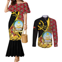 Personalized Angola Couples Matching Mermaid Dress and Long Sleeve Button Shirt Coat Of Arms Welwitschia Mirabilis