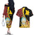 Personalized Angola Couples Matching Off The Shoulder Long Sleeve Dress and Hawaiian Shirt Coat Of Arms Welwitschia Mirabilis