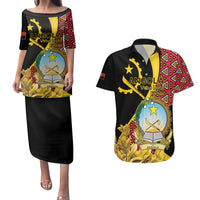 Personalized Angola Couples Matching Puletasi and Hawaiian Shirt Coat Of Arms Welwitschia Mirabilis
