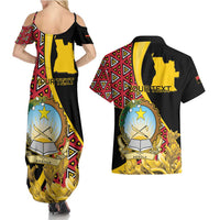 Personalized Angola Couples Matching Summer Maxi Dress and Hawaiian Shirt Coat Of Arms Welwitschia Mirabilis