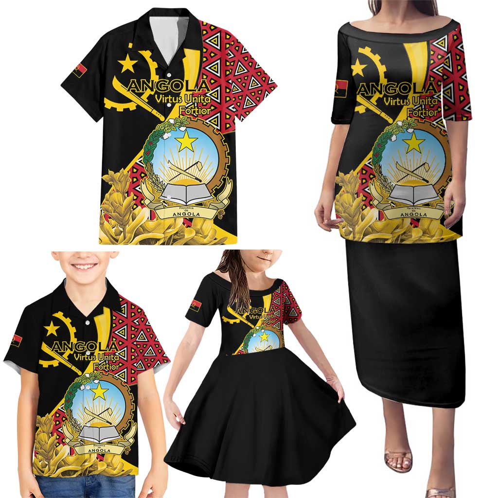 Personalized Angola Family Matching Puletasi and Hawaiian Shirt Coat Of Arms Welwitschia Mirabilis
