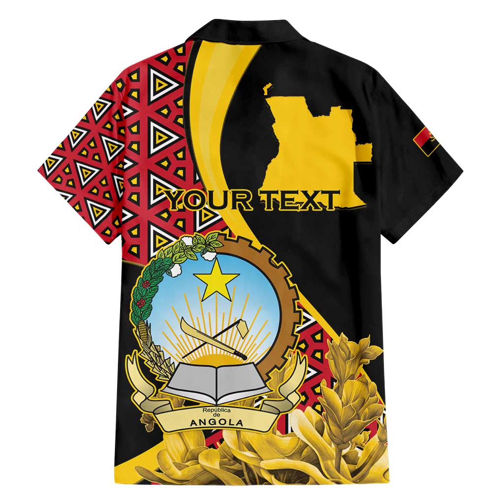 Personalized Angola Family Matching Short Sleeve Bodycon Dress and Hawaiian Shirt Coat Of Arms Welwitschia Mirabilis