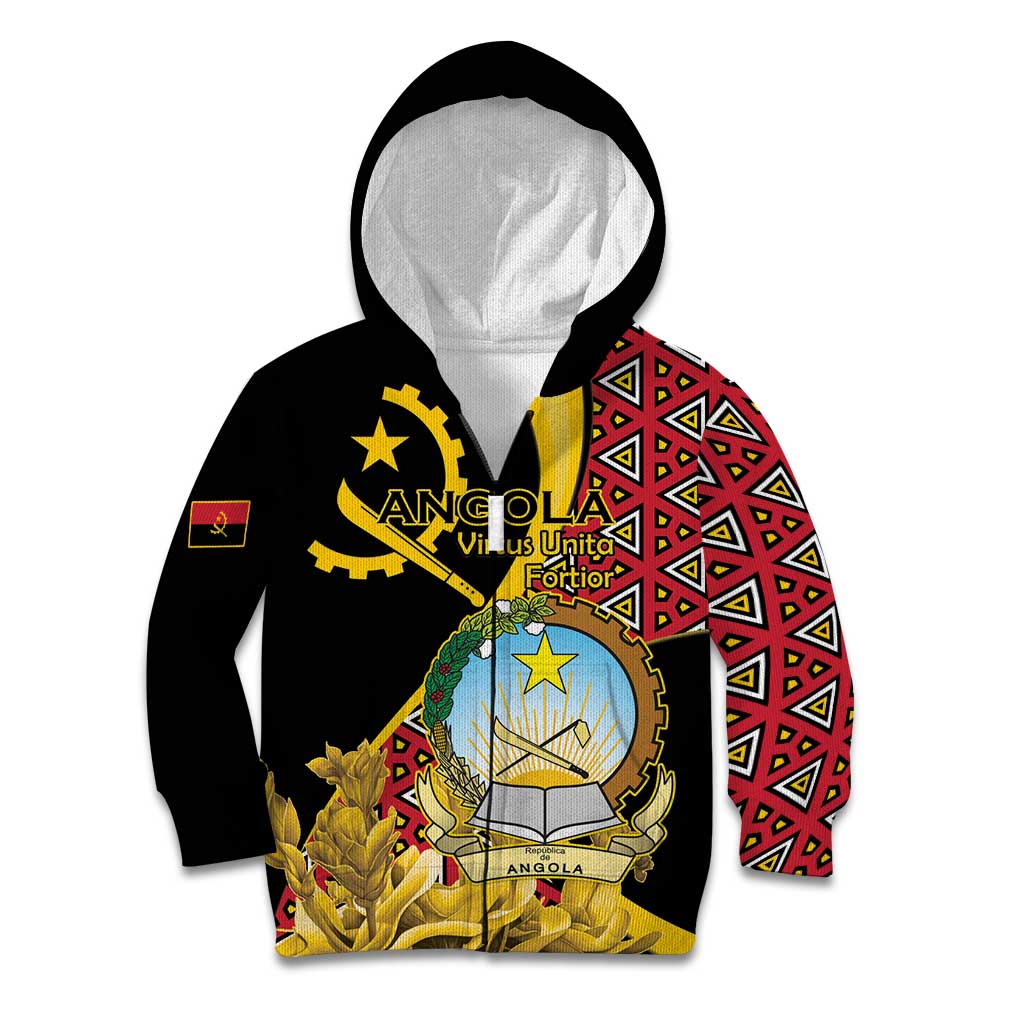 Personalized Angola Kid Hoodie Coat Of Arms Welwitschia Mirabilis