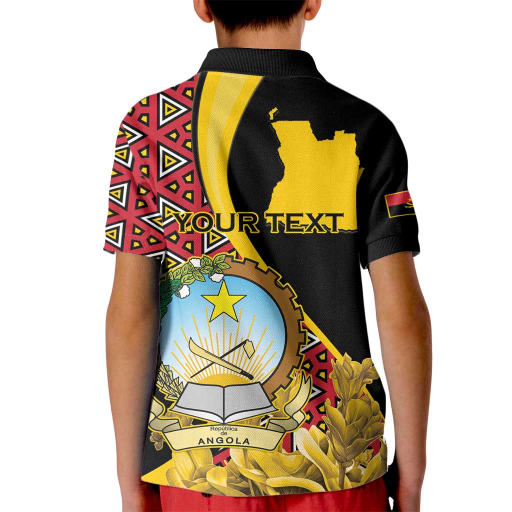 Personalized Angola Kid Polo Shirt Coat Of Arms Welwitschia Mirabilis