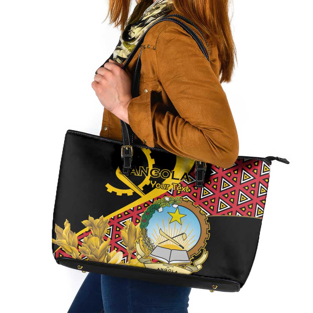 Personalized Angola Leather Tote Bag Coat Of Arms Welwitschia Mirabilis