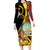 Personalized Angola Long Sleeve Bodycon Dress Coat Of Arms Welwitschia Mirabilis